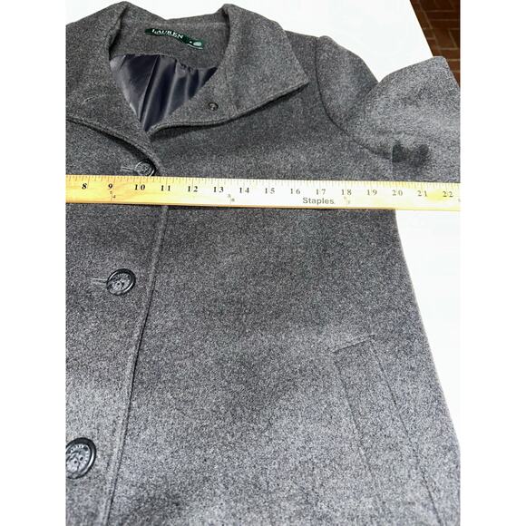 Lauren Ralph Lauren Women’s Pea Coat Wool Blend Lined Gray M Preppy Old Money - Picture 12 of 14